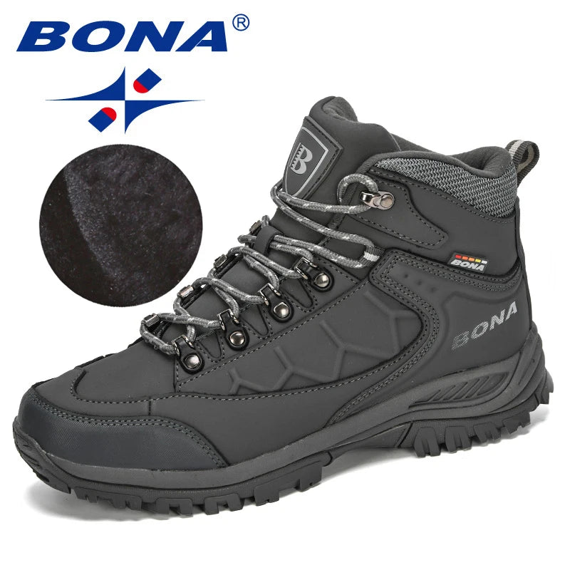 BONA 2024 Arrival Outdoor Hiking Boots Men Winter Shoes Walking Climbing Shoes Man Mountain Sport Boots Masculino Trendy Large