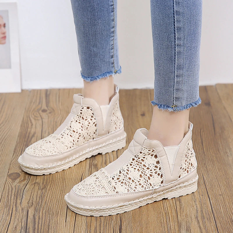 New Women's Breathable Mesh Summer Shoes Lace Walking Shallow New Solid Non Slip Casual Shoes 35-40 HOT