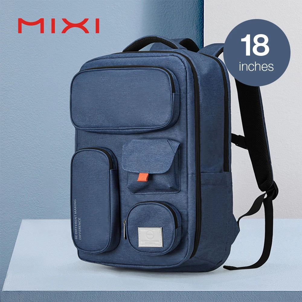 Mixi Outdoor Backpack Women Travel Bag 18 Inch Men Rucksack Waterproof Laptop White Black Blue