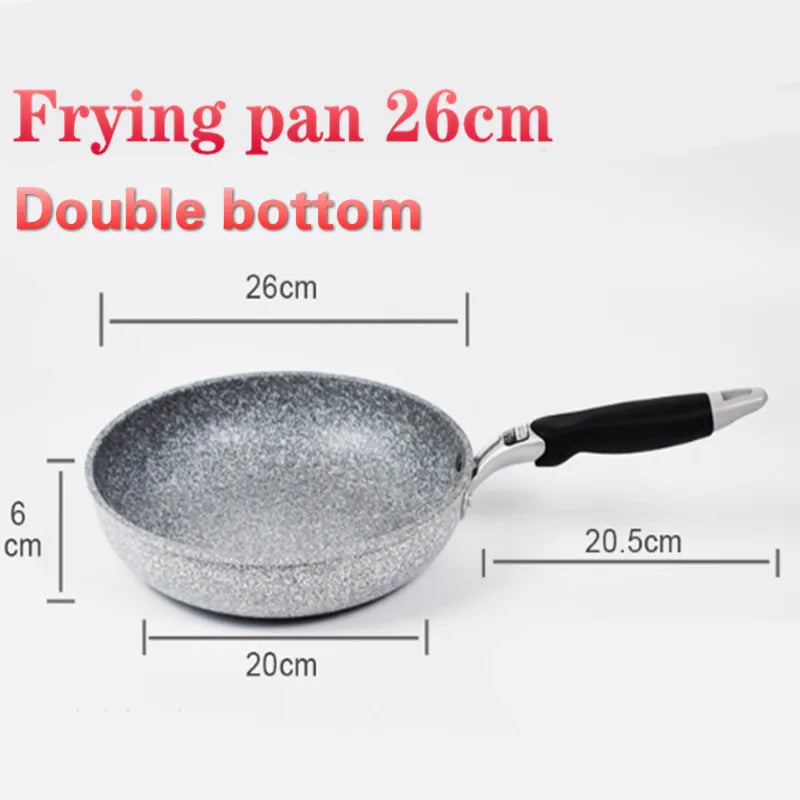 Durable Stone Frying Wok Pan Non-stick Ceramic Pot Induction Fryer Steak Cooking Gas Stove Skillet Cookware Tool for Kitchen Set