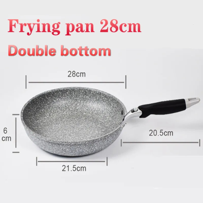 Durable Stone Frying Wok Pan Non-stick Ceramic Pot Induction Fryer Steak Cooking Gas Stove Skillet Cookware Tool for Kitchen Set