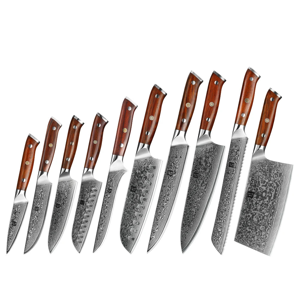 XINZUO 1-10 PCS Kitchen Knife 67 Layers Damascus Steel Chef Slicing Utility Paring Knife Steel Rosewood Handle Razor Sharp