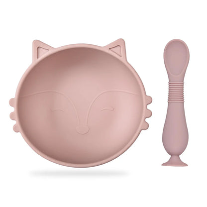 BPA Free 2Pcs/1Set Silicone Baby Feeding Bowl Silicone Dishes for Baby Tableware Waterproof Spoon Non-Slip Crockery Bowl