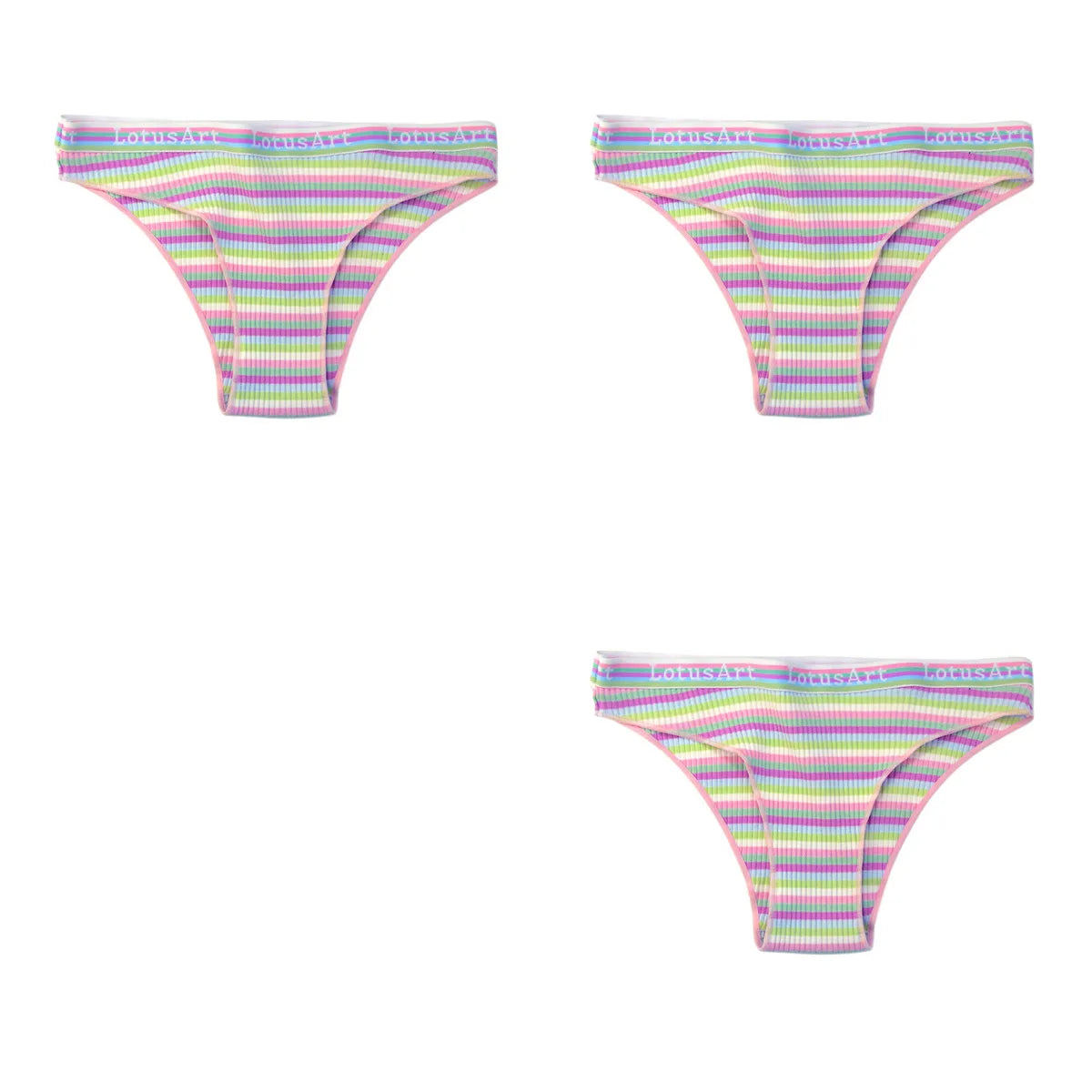 3PCS/Set Cotton Seamless Panties For Women Striped Briefs Low Waist Bottoms Female Sexy Sports Underpants Underwear Lingerie