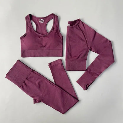 2/3/4PCS Seamless Women Yoga Set Workout Sportswear Gym Clothing Fitness Long Sleeve Crop Top High Waist Leggings Sports Suits