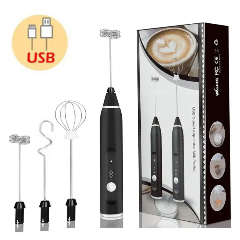 Portable Electric Milk Frothers Wireless Rechargeable Handheld Blender Egg Beater with USB Mini Whisk Mixer for Coffee Cream