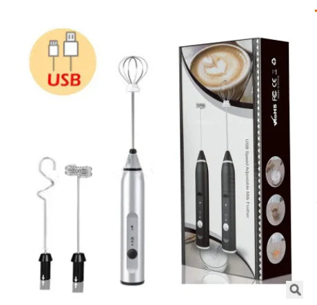 Portable Electric Milk Frothers Wireless Rechargeable Handheld Blender Egg Beater with USB Mini Whisk Mixer for Coffee Cream