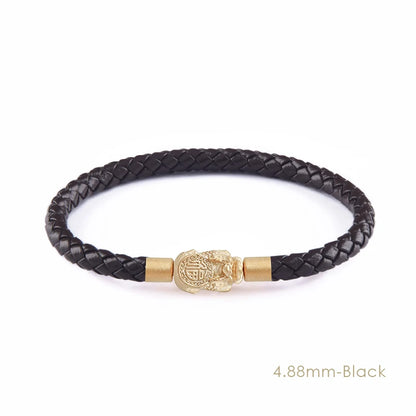 MOONLIGHT Fengshui Pixiu Bracelet Genuine Braided Leather Bracelet For Women Men Wealth Good Luck Unisex Wristband Jewelry Gifts