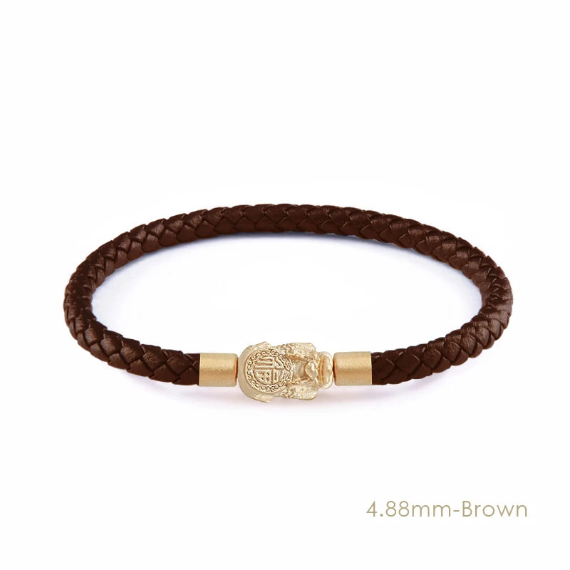 MOONLIGHT Fengshui Pixiu Bracelet Genuine Braided Leather Bracelet For Women Men Wealth Good Luck Unisex Wristband Jewelry Gifts