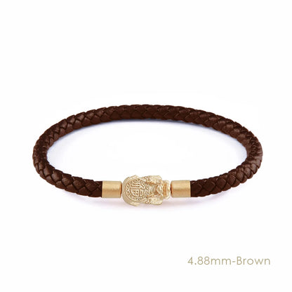 MOONLIGHT Fengshui Pixiu Bracelet Genuine Braided Leather Bracelet For Women Men Wealth Good Luck Unisex Wristband Jewelry Gifts