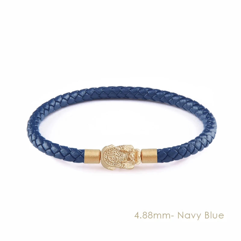 MOONLIGHT Fengshui Pixiu Bracelet Genuine Braided Leather Bracelet For Women Men Wealth Good Luck Unisex Wristband Jewelry Gifts