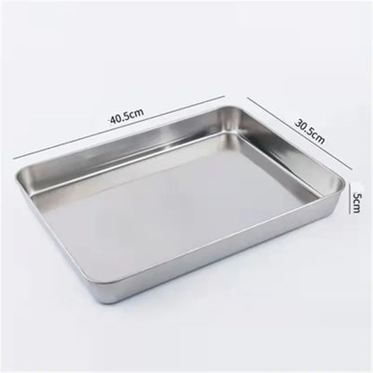 304 Stainless Steel Baking Tray Plate Bbq Tray With Removable Cooling Rack Set Baking cake Pan Sheet Non Toxic Oven Dishwasher