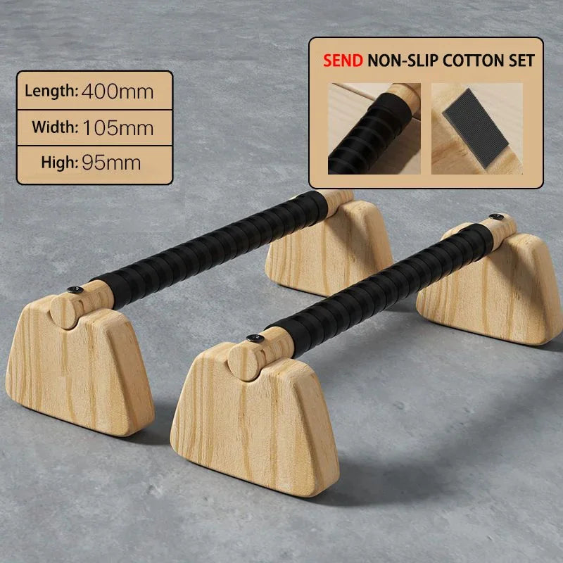 Pull Up Stand Handles Wooden Push Up Bar Beech Wood Calisthenics Exercise Equipment for Home Wood Parallettes Bar for Floor Use