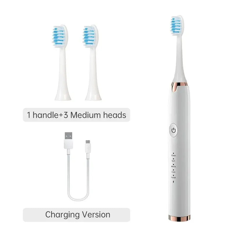 Tongwode Electric Sonic Toothbrush USB Rechargeable Waterproof Electronic Ultrasonic Whitening Tooth Brushes Replacement Heads