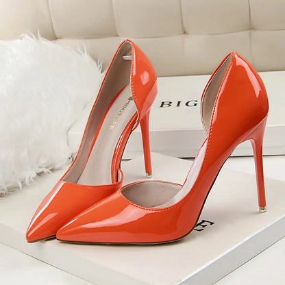 Women 7.5cm 10.5cm High Heels Yellow Pumps Office Sexy Stiletto Wedding Bridal Scarpins Short Heels Lady Sexy Hollow Party Shoes