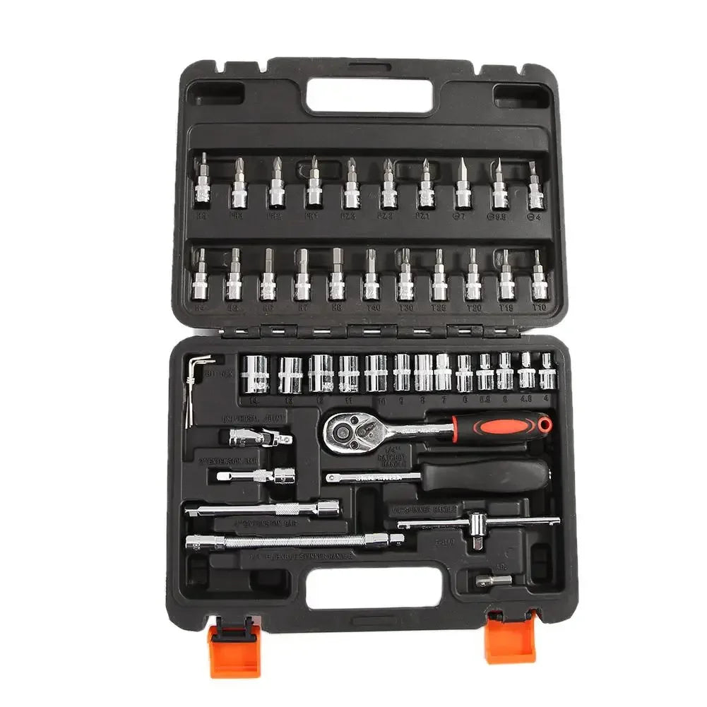 46pcs Ratchet Wrench Set Kit Sleeve for Car Motorcycle Bicycle Repair Tools Combination Repair Wrench Socket Spanner Screwdriver