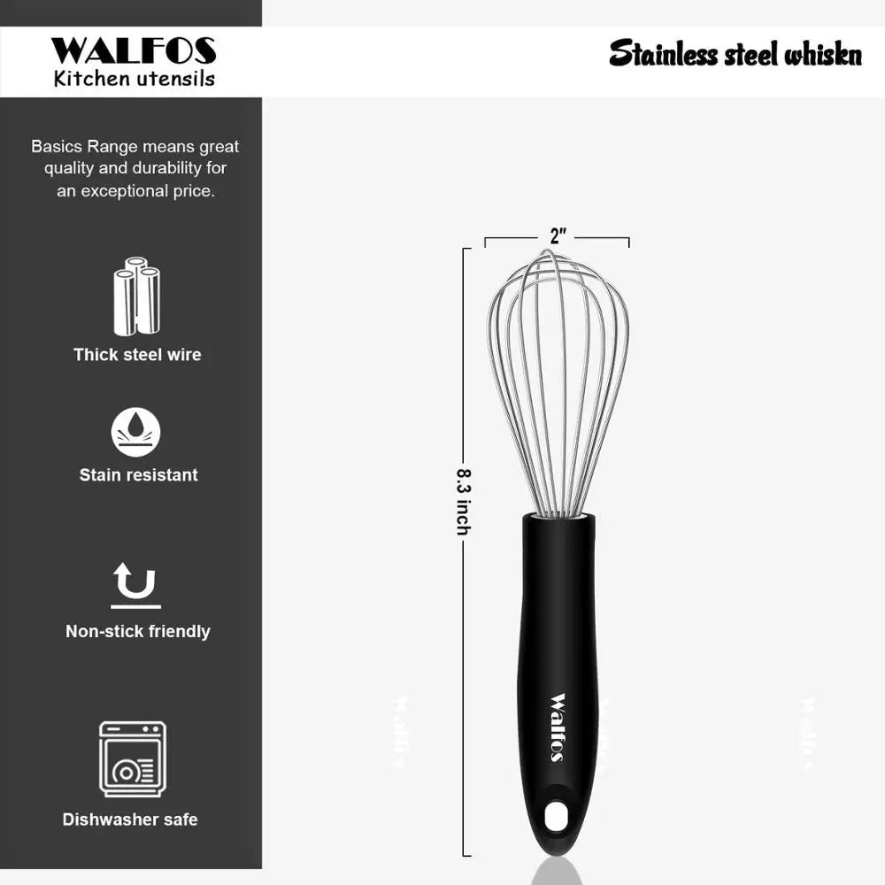 WALFOS Stainless Steel Wire Whisk Manual Egg Beater Blender Milk Cream Butter Beater Kitchen Baking Cooking Utensils Accessiores