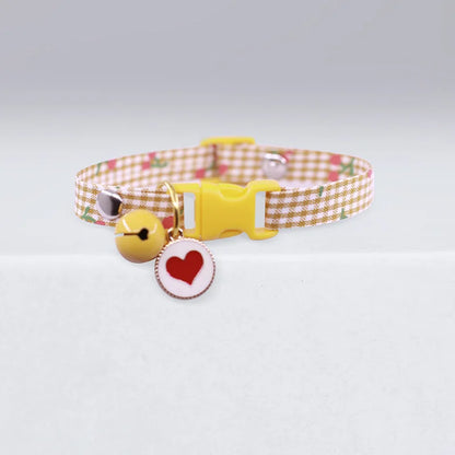 Collar Candy Avocado Pendant Cat Plaid Cat Collars Bell Cartoon Necklace Adjustable Collar for Cat Small Dog Pet Cat Accessories