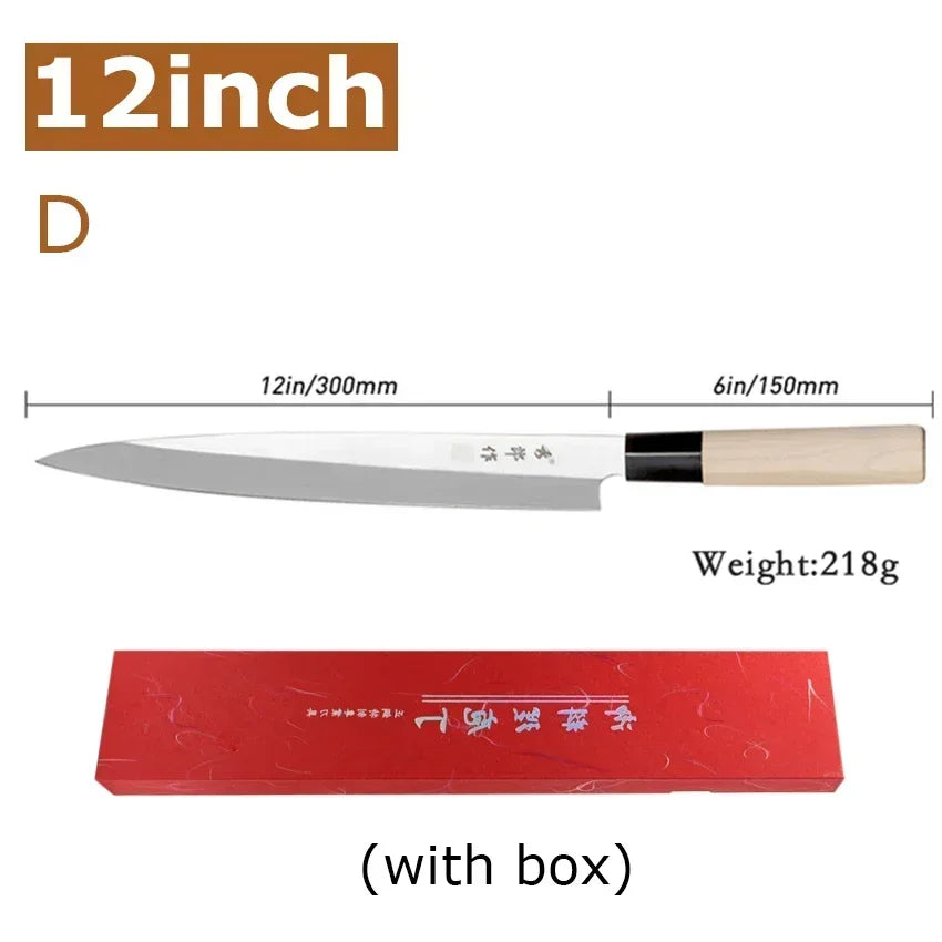 Japanese Sushi Sashimi Chef Knife Salmon Sharp Knives Meat Cutting Fish Raw Knife Cooking Right-Handle Kitchen Knife with Box