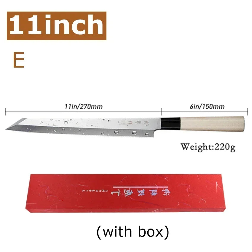 Japanese Sushi Sashimi Chef Knife Salmon Sharp Knives Meat Cutting Fish Raw Knife Cooking Right-Handle Kitchen Knife with Box