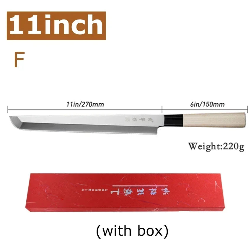 Japanese Sushi Sashimi Chef Knife Salmon Sharp Knives Meat Cutting Fish Raw Knife Cooking Right-Handle Kitchen Knife with Box