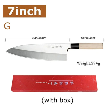 Japanese Sushi Sashimi Chef Knife Salmon Sharp Knives Meat Cutting Fish Raw Knife Cooking Right-Handle Kitchen Knife with Box