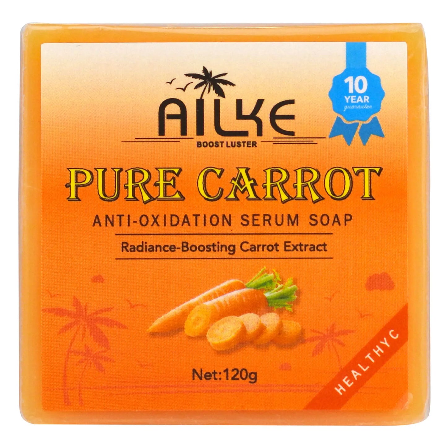 AILKE Organic Brightening Soap, with Carrot, Vitamin C&E, Cleaning, Moisturizing, Smooth and Soft Skin, for Face and Body Use