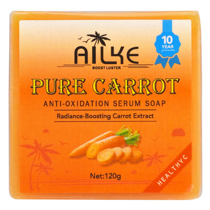 AILKE Organic Brightening Soap, with Carrot, Vitamin C&E, Cleaning, Moisturizing, Smooth and Soft Skin, for Face and Body Use