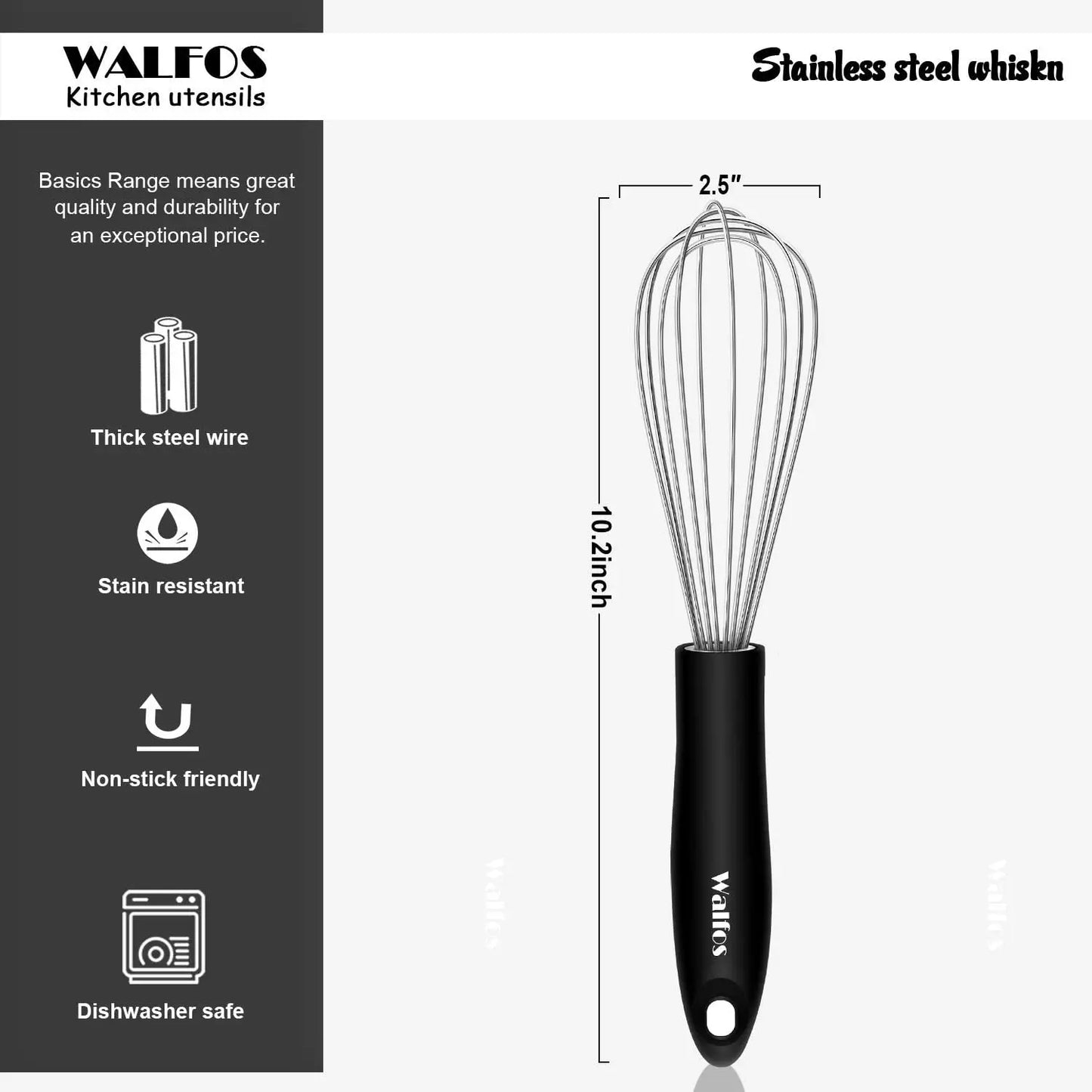 WALFOS Stainless Steel Wire Whisk Manual Egg Beater Blender Milk Cream Butter Beater Kitchen Baking Cooking Utensils Accessiores