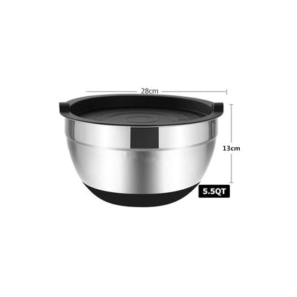 LMETJMA 6 Pcs Mixing Bowls with Lids and Non Slip Bases Stainless Steel Mixing Bowls Set for Baking Nesting Storage Bowls JT227