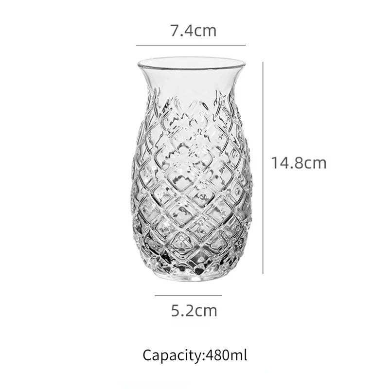 480Ml Pineapple Shaped Cocktail Glasses Creative Drinking Cup Transparent Water Glass Red Wine Glass Cup For Home Bar Party