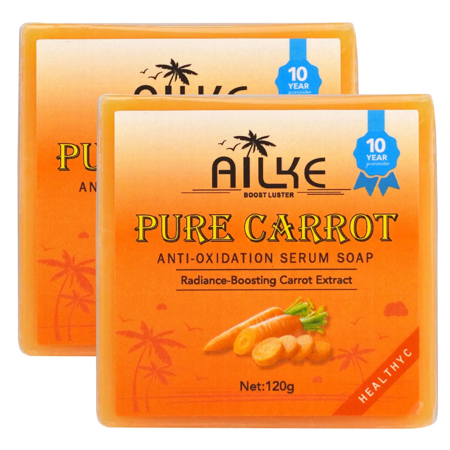 AILKE Organic Brightening Soap, with Carrot, Vitamin C&E, Cleaning, Moisturizing, Smooth and Soft Skin, for Face and Body Use