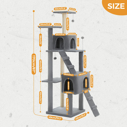 Free Shipping Multi-Level Cat Tree For Cats With Cozy Perches Stable Cat Climbing Frame Cat Scratch Board Toys Cat Furniture