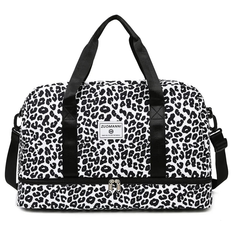 Travel Bag Women's Handbag Leopard Zebra Print Waterproof Large Size Luggage Fitness Dry Wet Separation Duffle Bag Weekend Bag