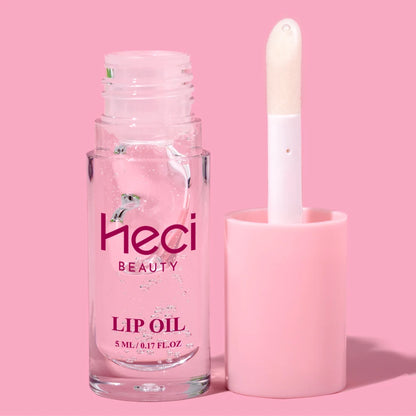 Pink High-Sheen Moisturizing Lip Oil Vegan Hydrating Lip Care Hydrates & Nourishes Non-Sticky Cruelty-Free Clear Lip Gloss