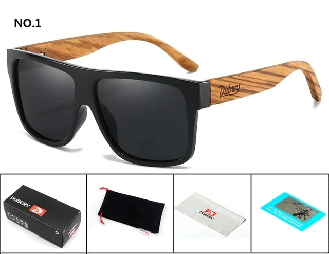 DUBERY Natural Wooden Sunglasses Men Polarized Fashion Sun Glasses Original Wood Oculos De Sol Masculino d240