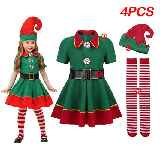 New Year Kids Santa Claus Toddler Baby Red Xmas Clothes Party Red Dress Set for Children Christmas Costume Santa Claus Set