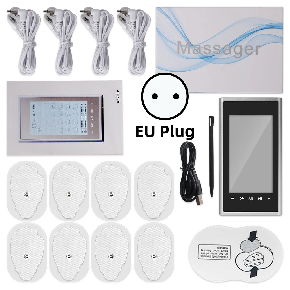 EMS Electric Muscle Stimulator Therapy 24 Modes 4 Output Channel Tens Unit Machine Physiotherapy Pulse Body Massager Dropship