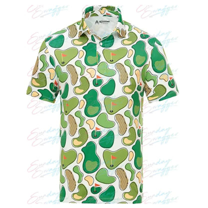 Domineering men's fashion printed golf POLO shirt short sleeve outdoor golf shirt casual T-shirt in summer