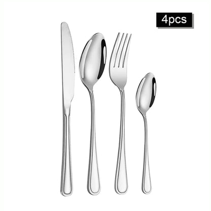 6/30pcs Stainless steel cutlery set steak knife and fork dessert fork and spoon high-end suitable for restaurants and hotels