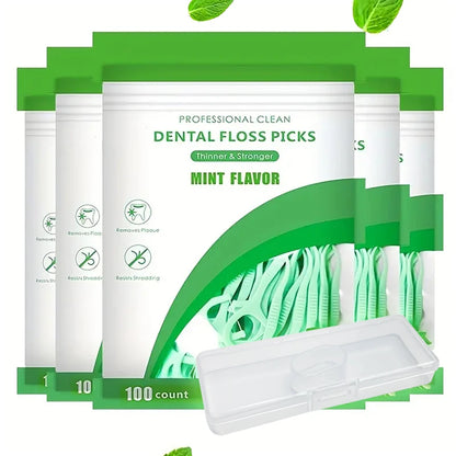 500pcs Mint Mouthed Dental Floss - Interdental Cleaning Floss - Disposable Care Floss Stick - Suitable for Oral Care Cleaning