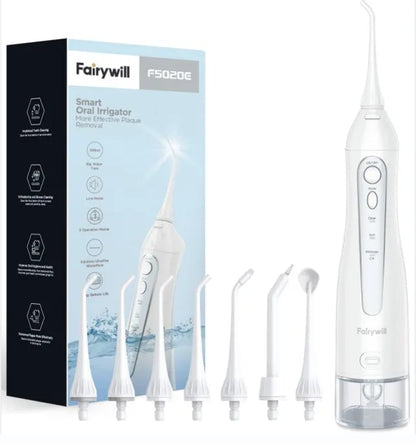 Fairywill Water Flossers Oral Irrigator Rechargeable Portable Dental 3 Modes Water Tank for Teeth 300ML Waterproof Teeth Cleaner