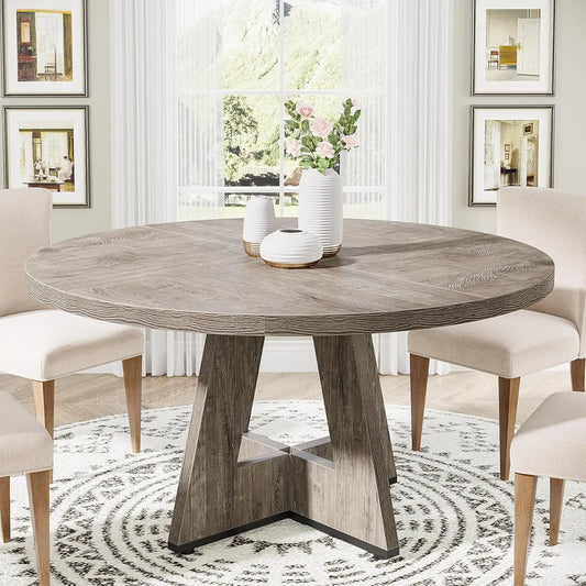 Round Dining Table for 4,47 Inch Farmhouse Kitchen Table Small Dinner Table Wood for Dining Room