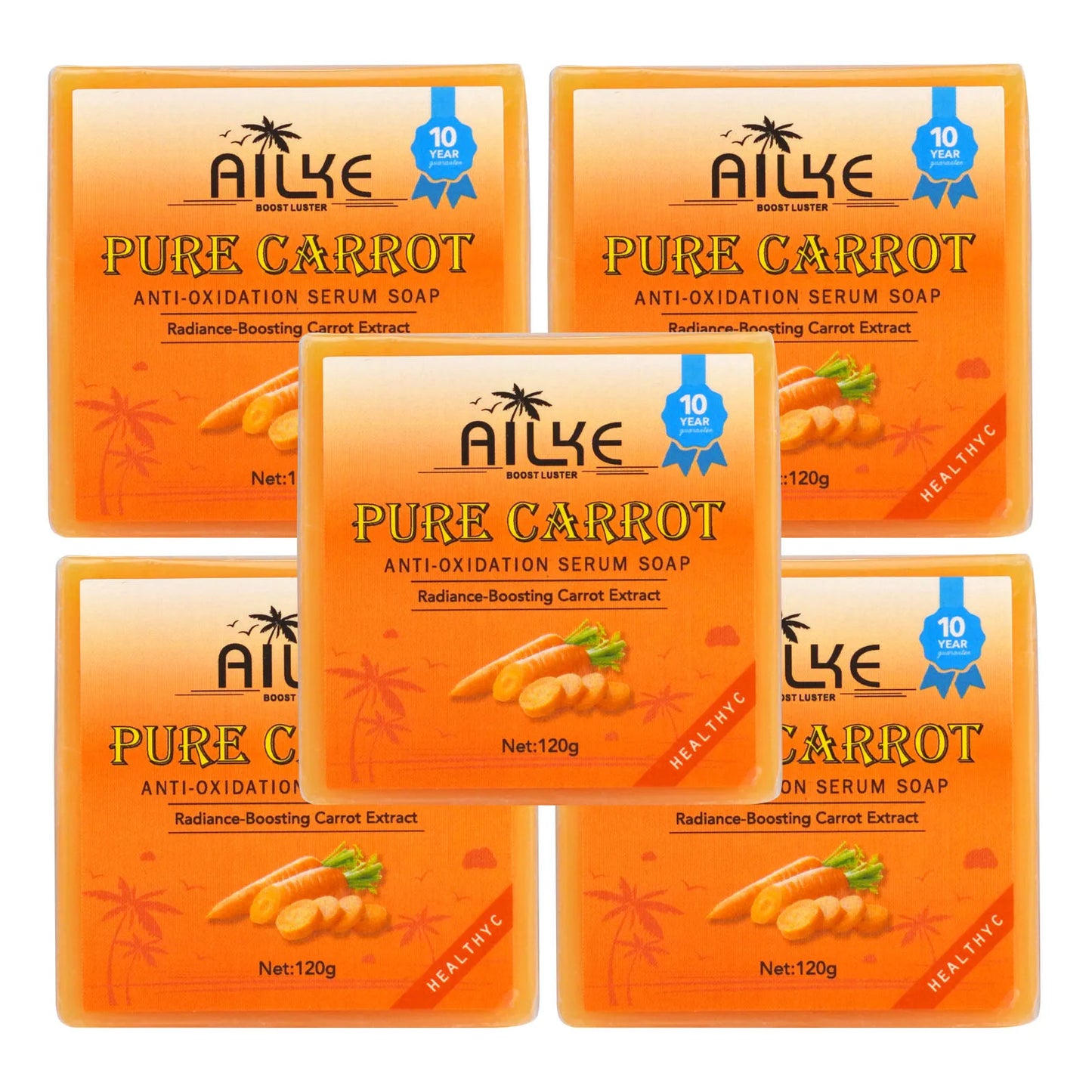 AILKE Organic Brightening Soap, with Carrot, Vitamin C&E, Cleaning, Moisturizing, Smooth and Soft Skin, for Face and Body Use