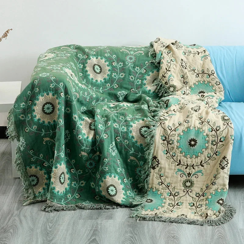 Japanese cotton blanket for beds sofa cover multifunction leisure blanket and throws simple sofa cushion non-slip bedspread soft