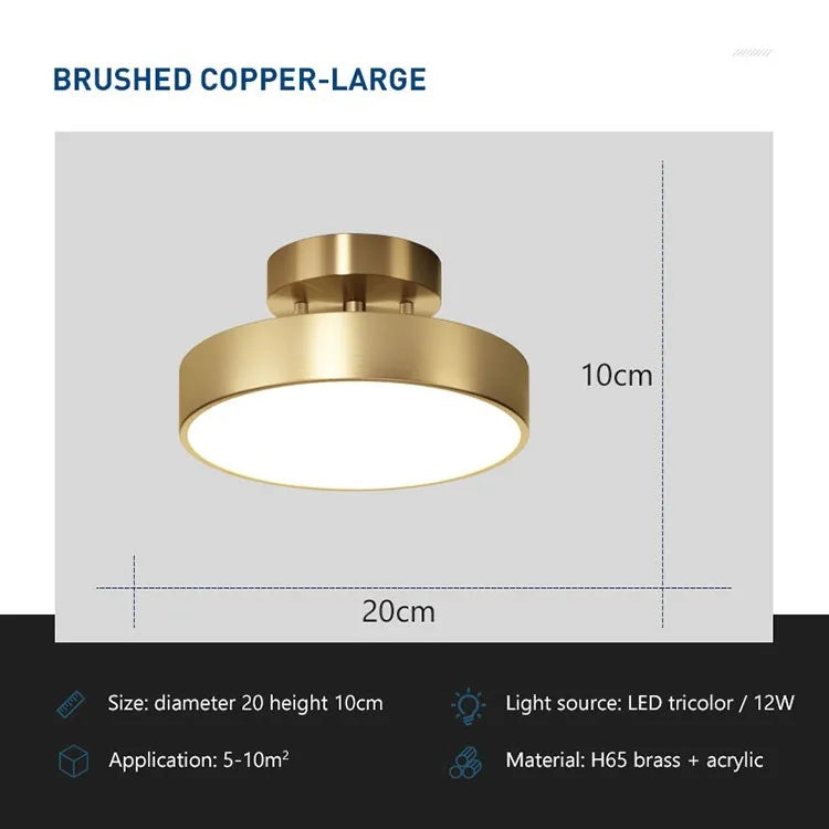 Modern LED Ceiling Lights Nodic Home Decor Accessories For Bedroom Living Dining Room Corridor Lamps Round Copper Decor Fixture