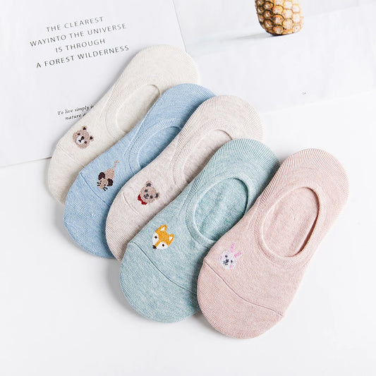 5Pairs/lot Women Socks Female Cotton No Show Ankle Socks Animal Cartoon 3D Socks Lovely Cute Students Girls Socks