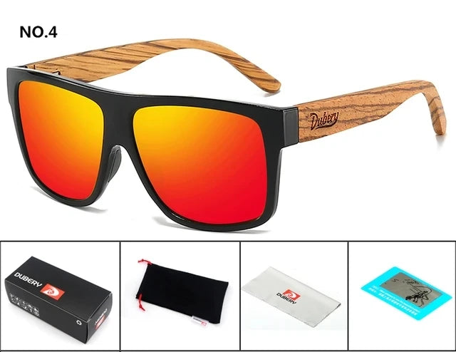 DUBERY Natural Wooden Sunglasses Men Polarized Fashion Sun Glasses Original Wood Oculos De Sol Masculino d240