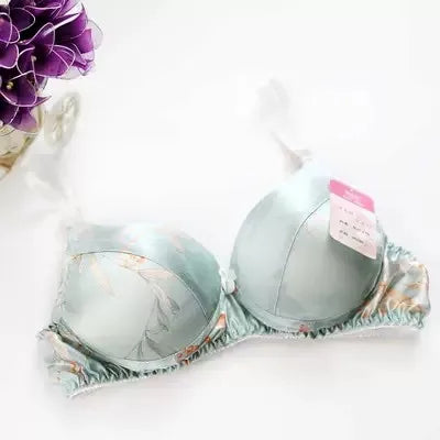 Hot-Selling 100% Mulberry silk bra underwear double faced silk print summer bra