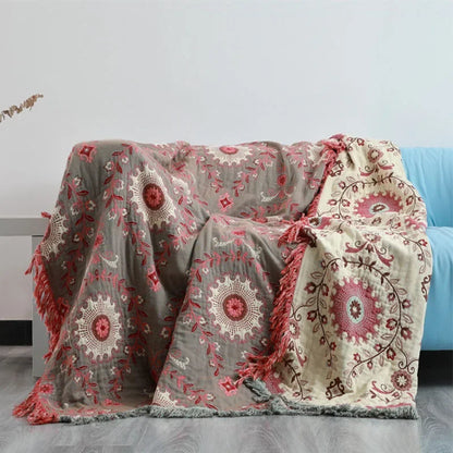 Japanese cotton blanket for beds sofa cover multifunction leisure blanket and throws simple sofa cushion non-slip bedspread soft